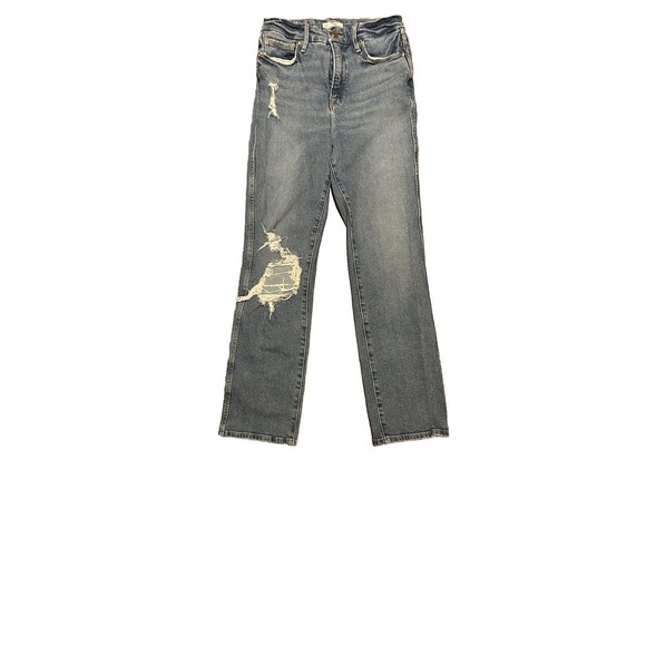 Good American Good Curve Distressed Straight High Rise‎ Jeans Women’s Size 2/26 - Picture 2 of 9